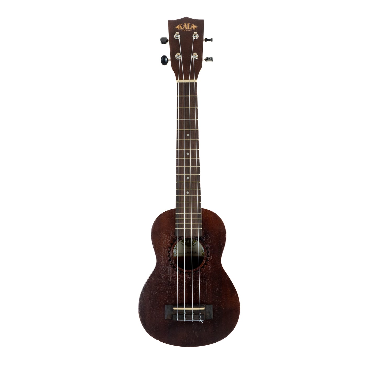 Kala satin mahogany long neck soprano ukulele, engraved rosette with Fender gigbag