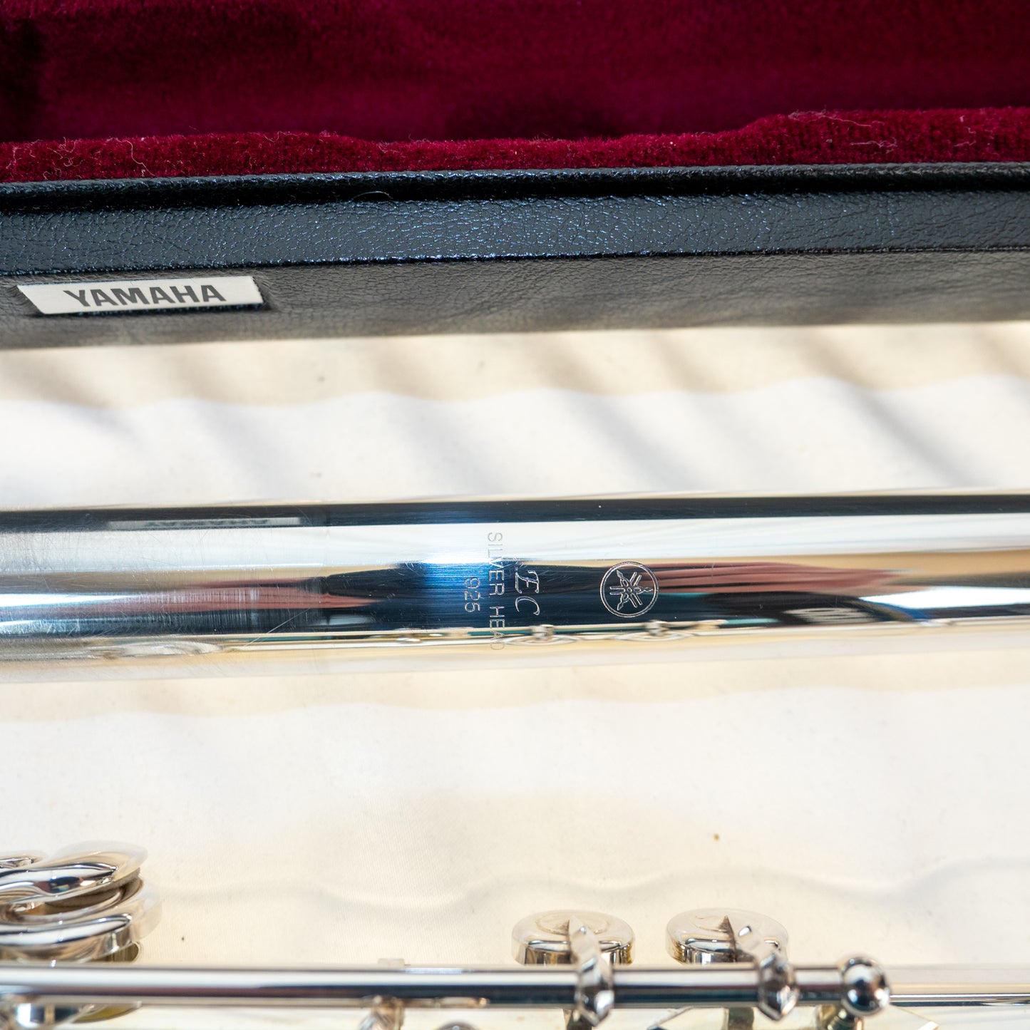 Yamaha YFL-581 Open Hole Silver Flute with original case, serviced and cleaned.