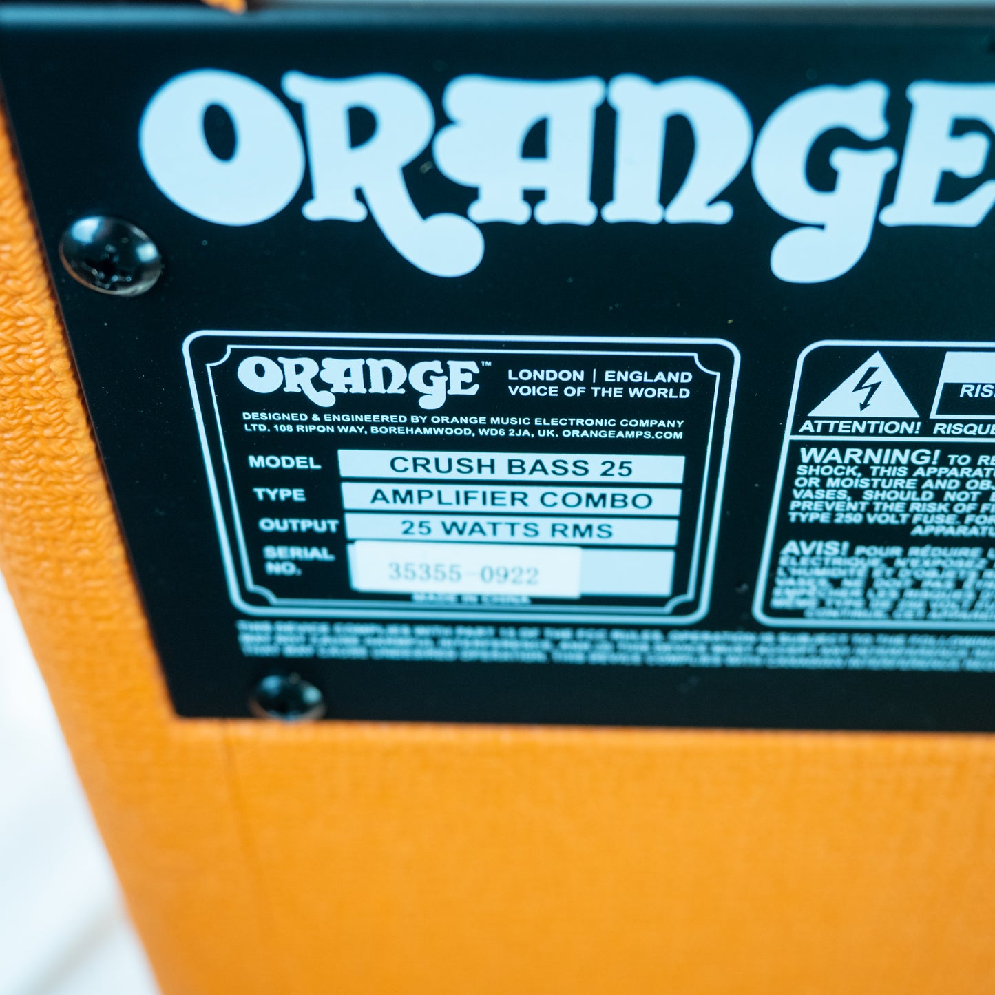 Orange Crush Bass 25 bass combo amp 25 watts, new old stock