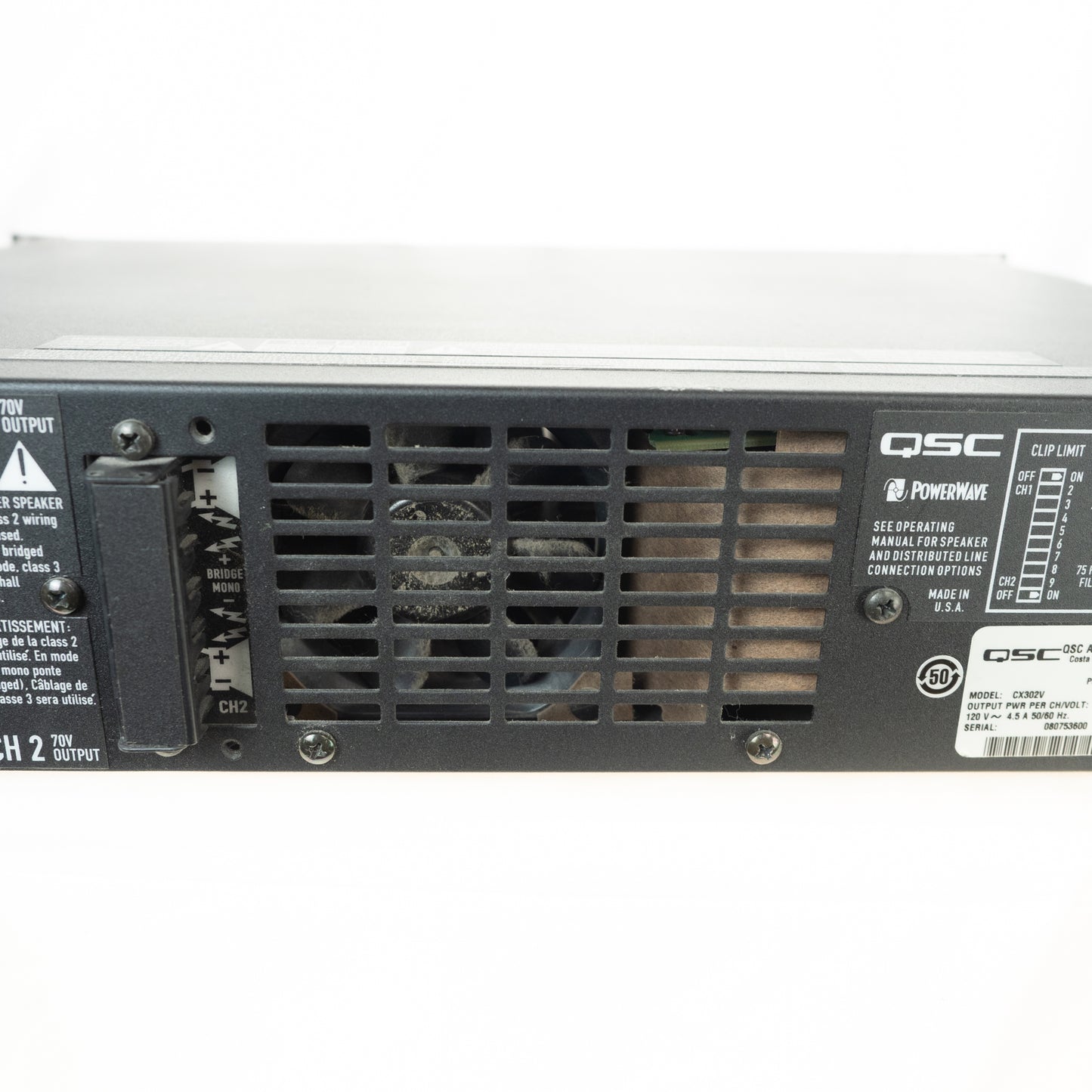 QSC CX302V 70 volt stereo power amplifier