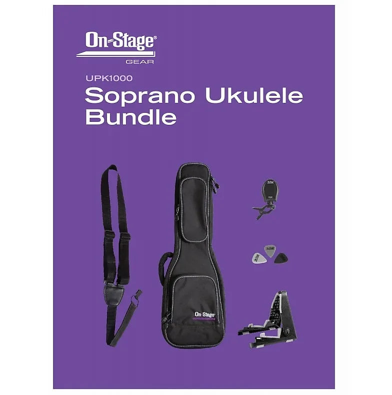 Kala learn to play Soprano ukulele with deluxe gigbag accessory bundle
