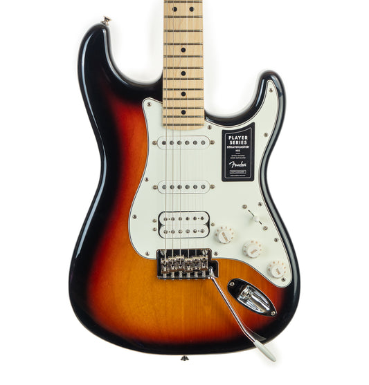 Fender Player Stratocaster, HSS, Maple Fingerboard, 3-tone sunburst electric guitar with gigbag