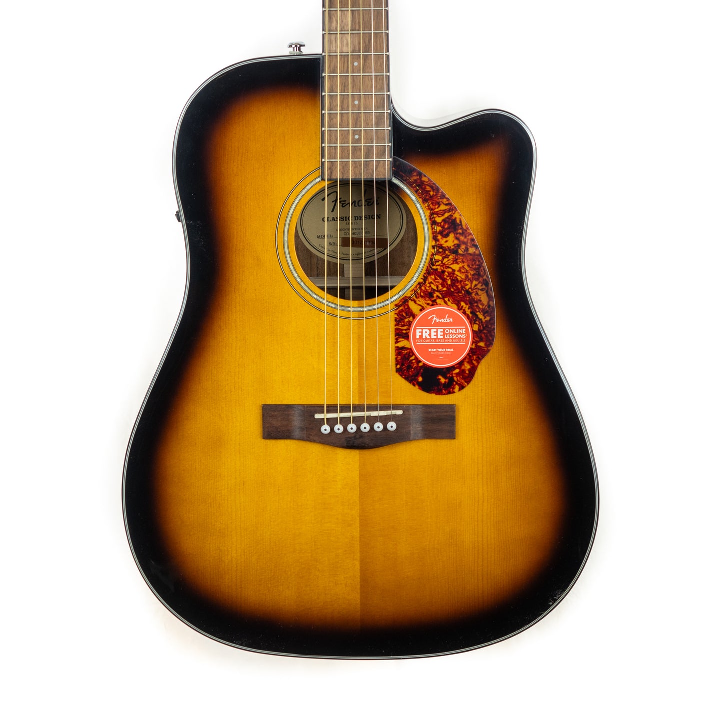 Fender CD-140SCE dreadnought acoustic electric guitar, sunburst, cutaway.