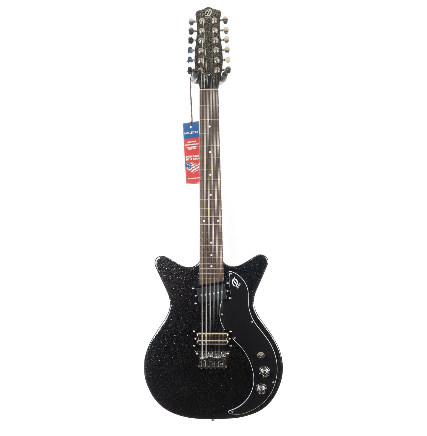 Danelectro '59X12-black 12-string black metalflake electric guitar 7.6 lbs - new