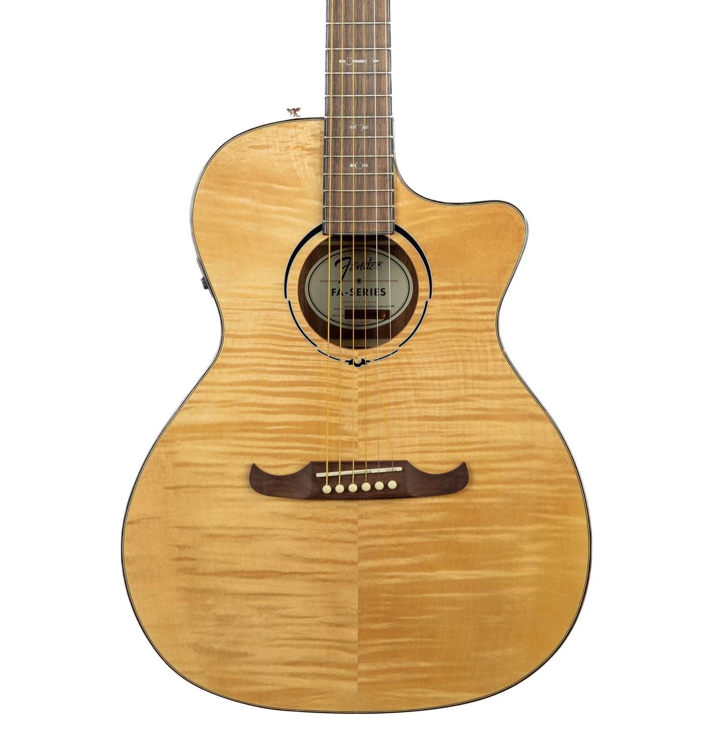 Fender FA-345CE auditorium cutaway flame maple acoustic electric guitar