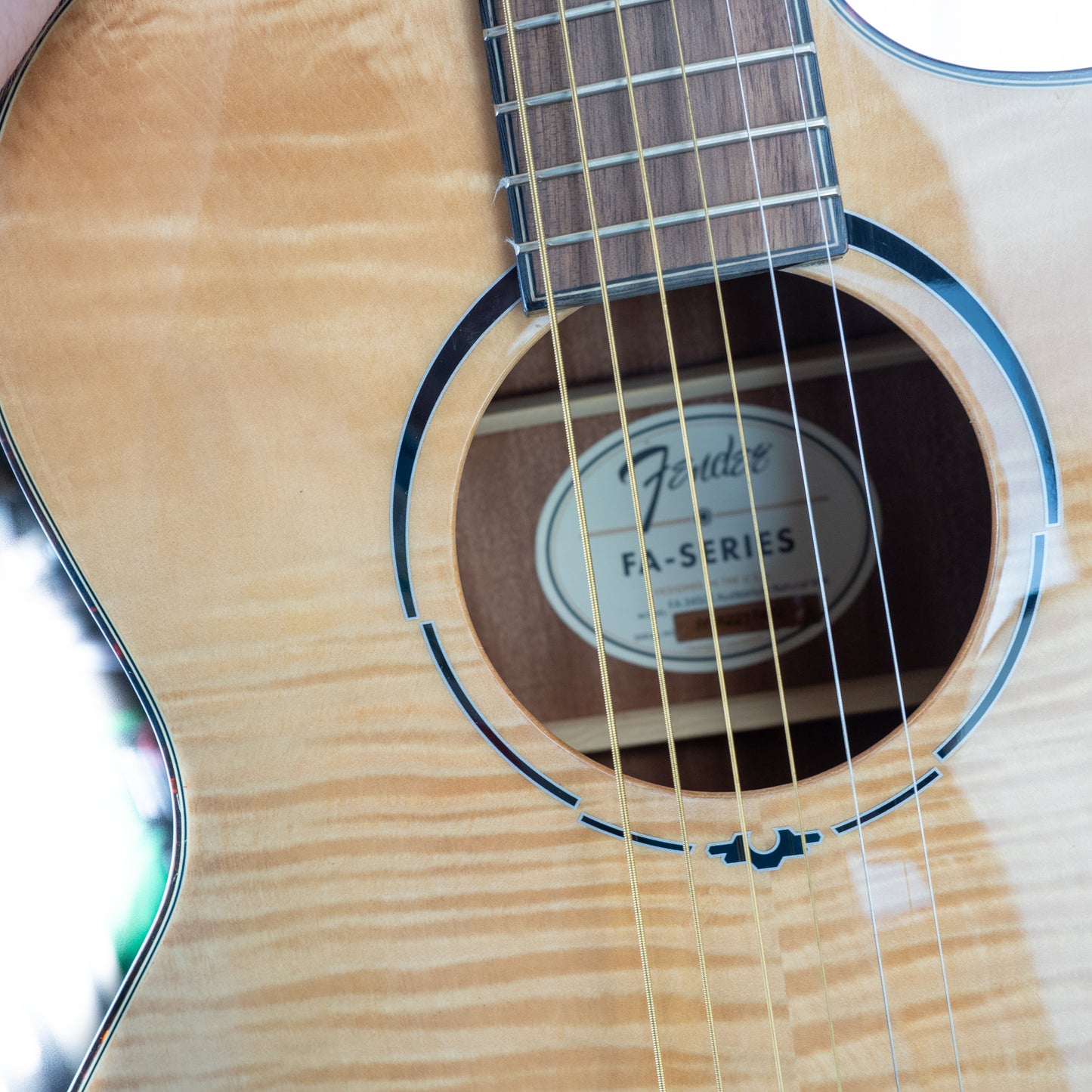 Fender FA-345CE auditorium cutaway flame maple acoustic electric guitar