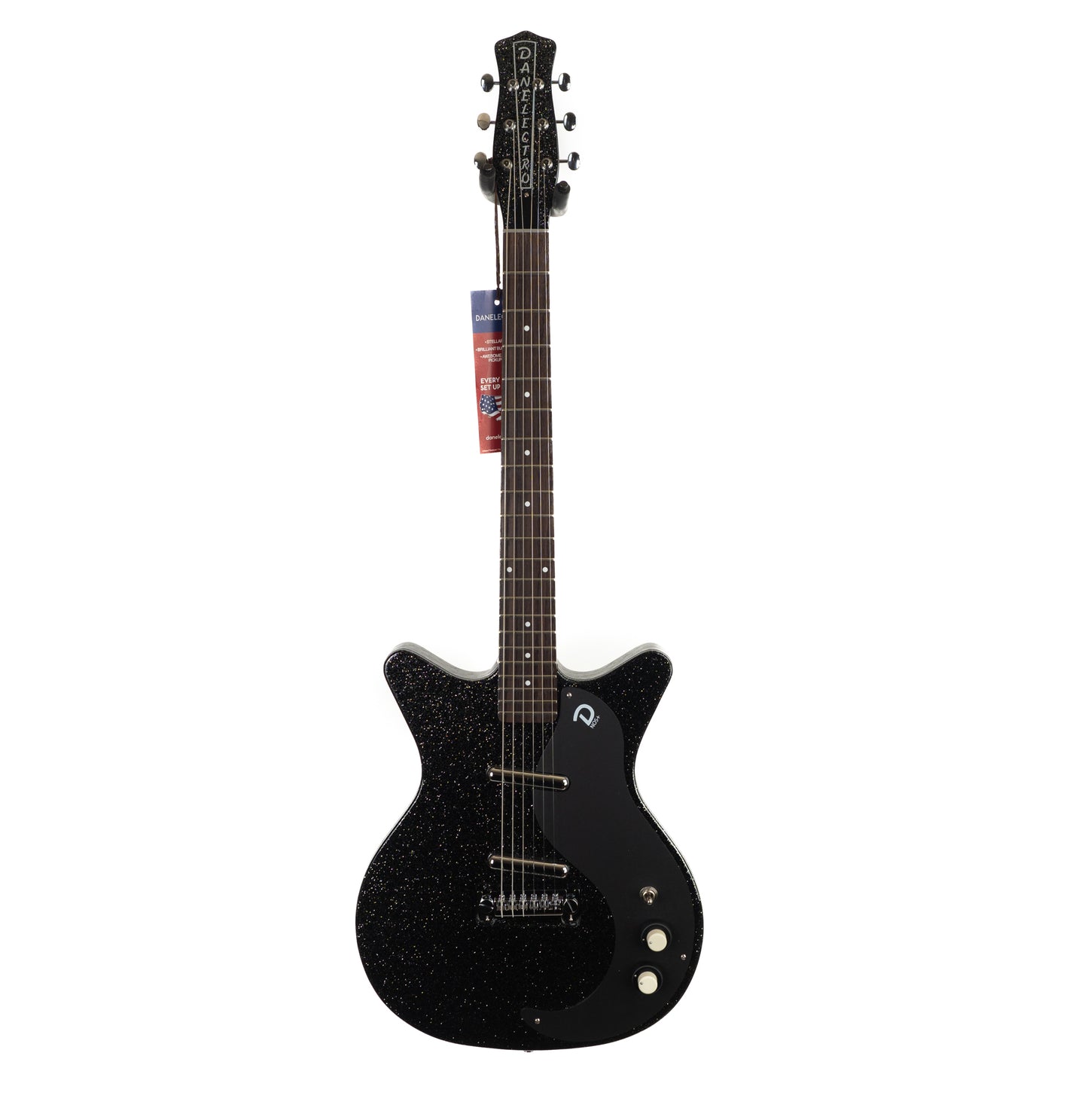 Danelectro Blackout 59 black metal flake ultralight electric guitar 6lbs, 7oz.