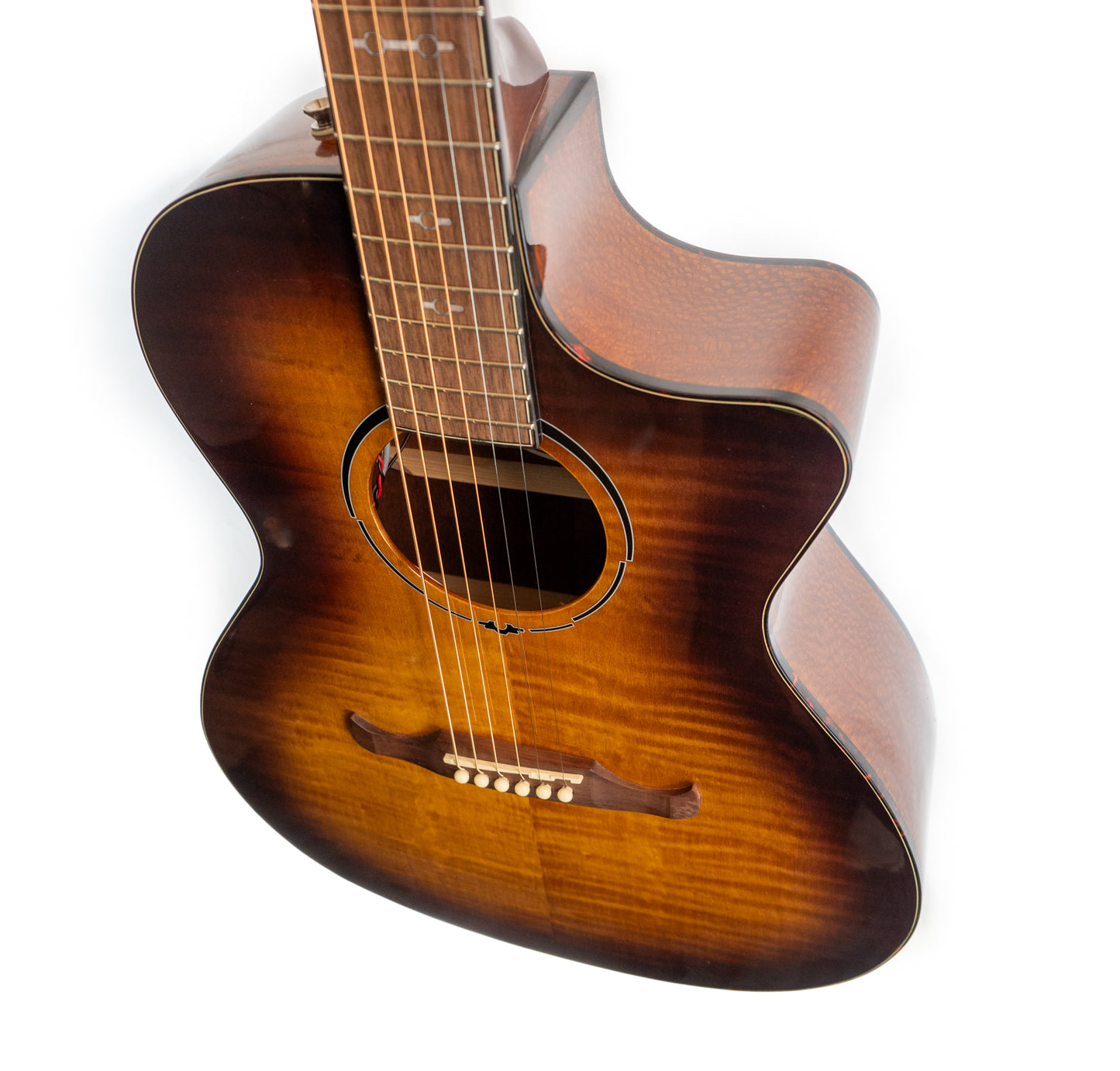 Fender FA-345CE auditorium three-tone teaburst cutaway electric flame maple acoustic guitar