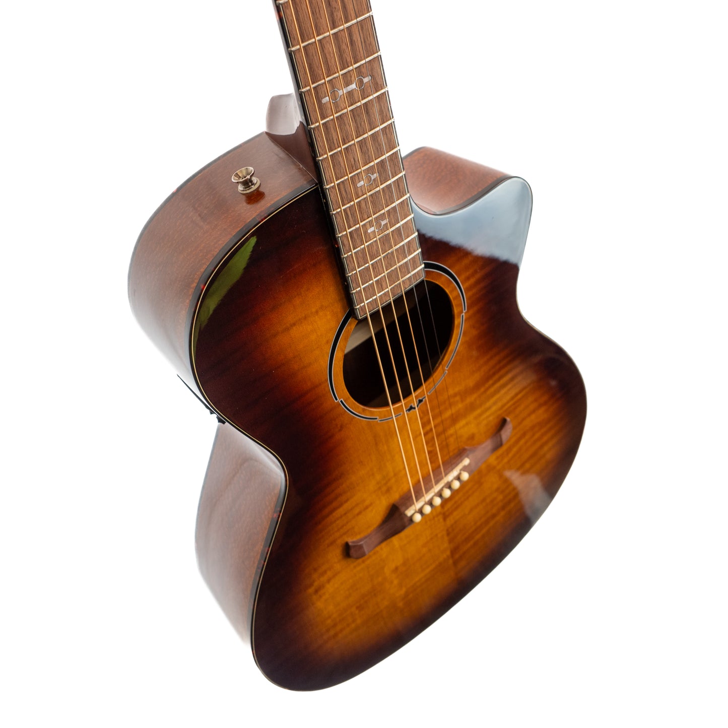 Fender FA-345CE auditorium three-tone teaburst cutaway electric flame maple acoustic guitar