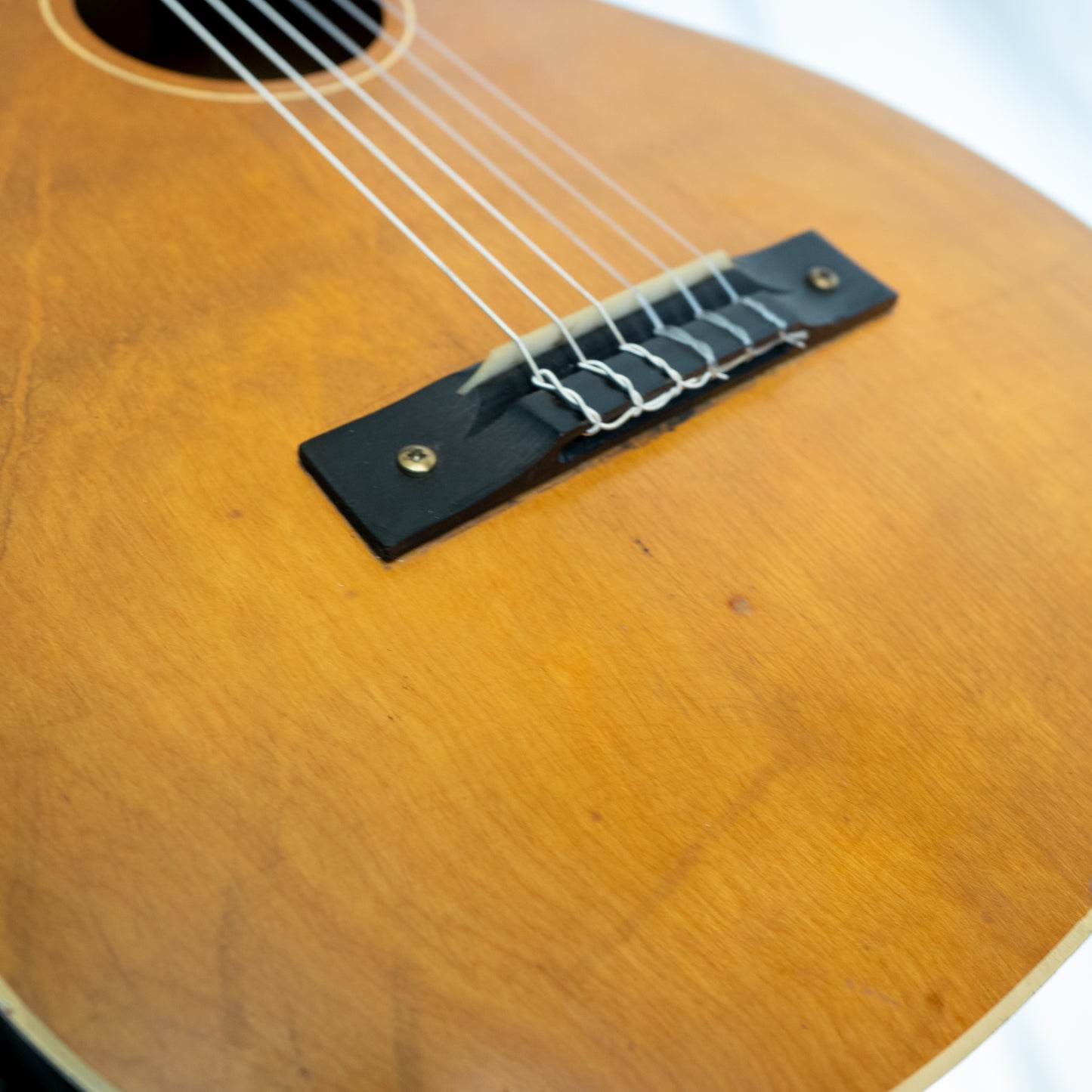 Harmony ? classical acoustic guitar, natural top, reglued bridge.