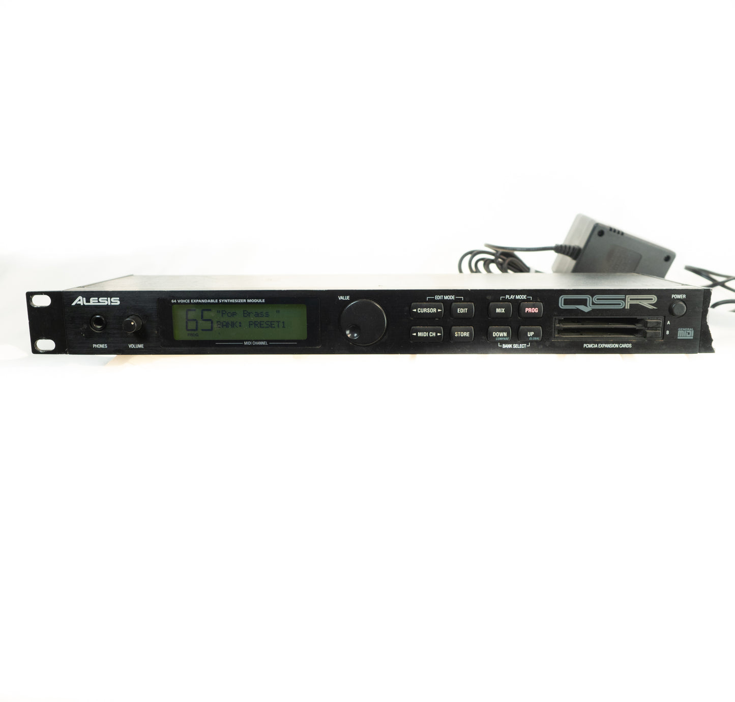 Alesis QSR midi sound module with aftermarket power supply (broken rack ear)