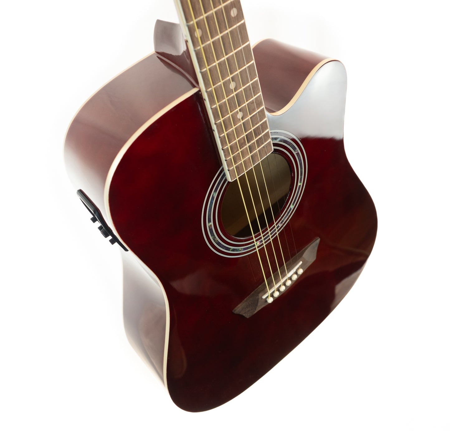 Washburn WA90CETWR wine red dreadnought cutaway acoustic electric guitar