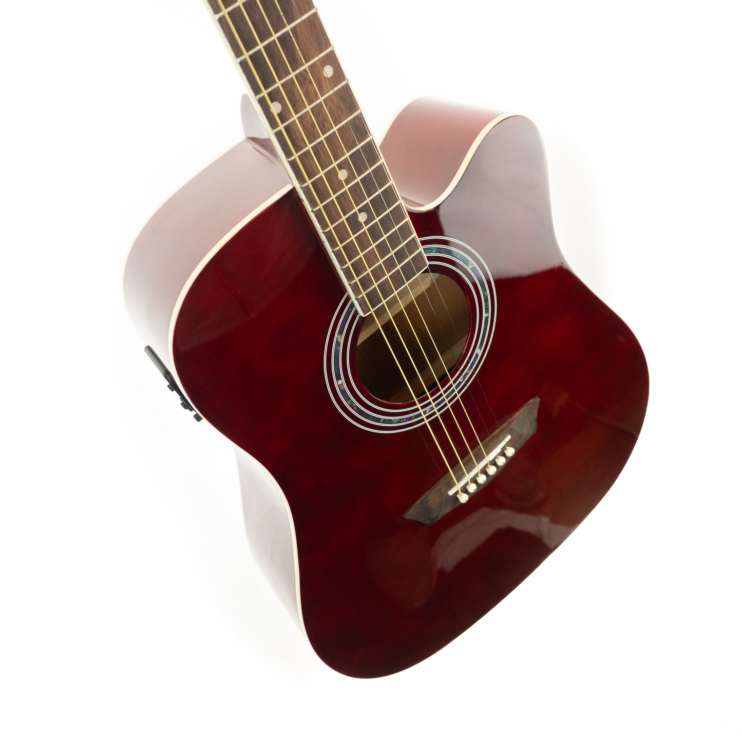 Washburn WA90CETWR wine red dreadnought cutaway acoustic electric guitar