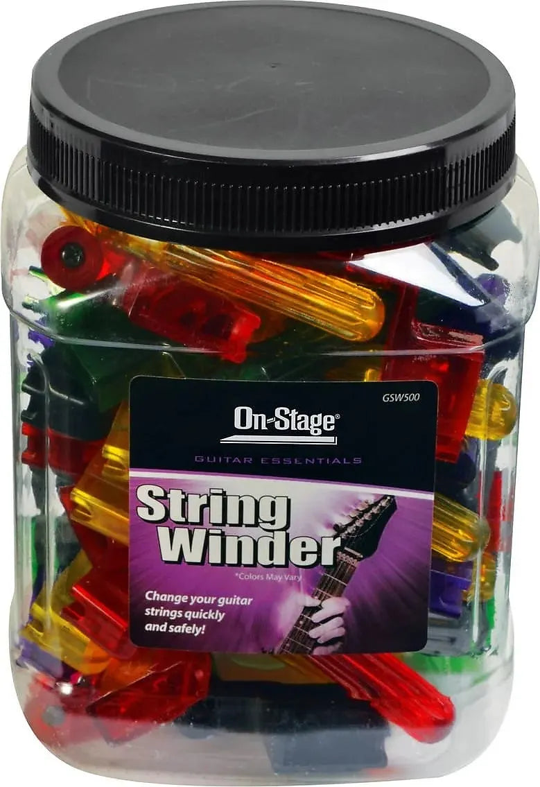 On-stage string winder for guitars and basses steel axel screw, various colors, 45 each